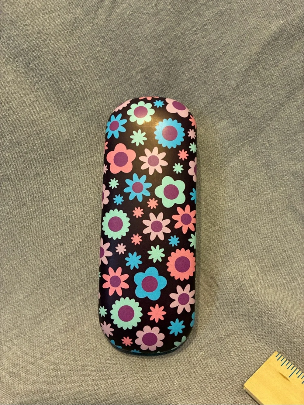 Kensie Girl Purple Floral Kids Eyeglass Case with Orange Cloth